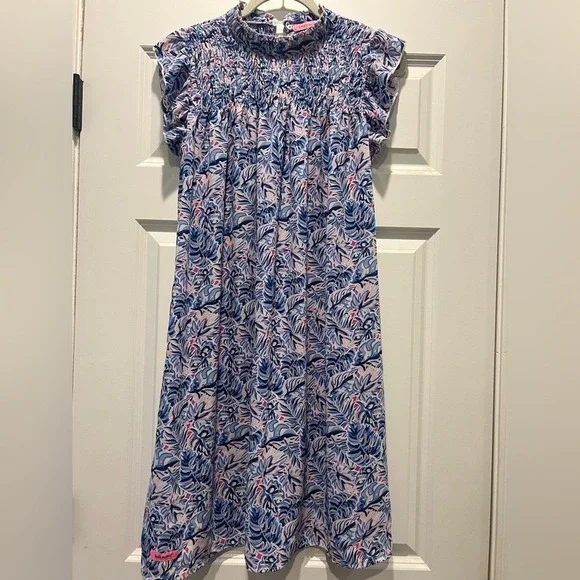 Simply Southern Tropical Leaf pink and blue Women's Dress Size: M - Picture 1 of 5